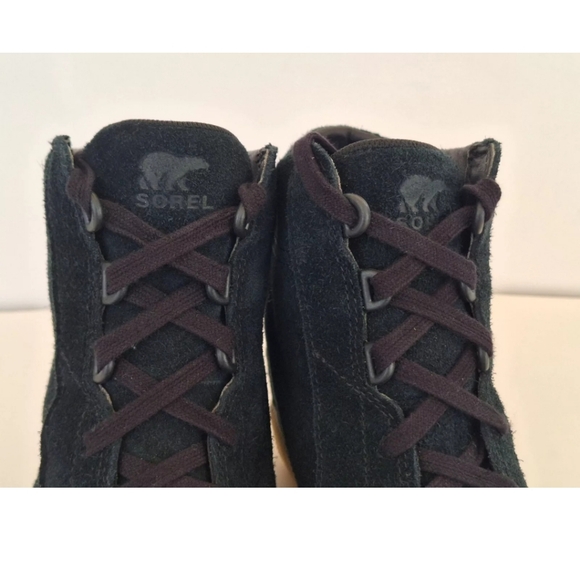 US8.5 Sorel Out N About II Wedge Suede Ankle Boots Black Waterproof - Picture 8 of 13